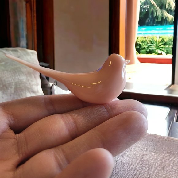 Mid Century Modern Modwing Bird Figurine 3d Resin Eames 60s SMALL Peach - Picture 3 of 3